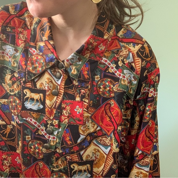 VINTAGE horse and floral print blouse - Picture 4 of 9